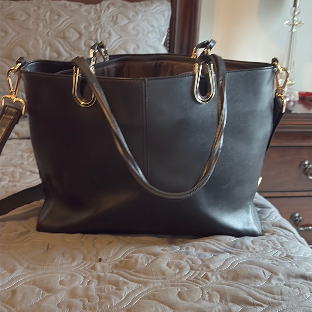 Classic Black Laptop Bag with Gold Accents